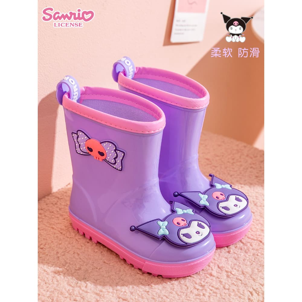 Kuromi crianças botas de chuva meninas botas de chuva do bebê sapatos de água meninas jardim de infância crianças sapato