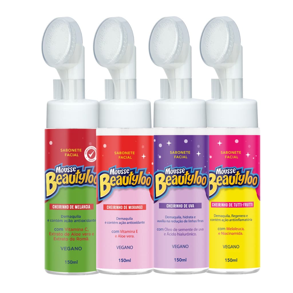 Mousse Sabonete Facial Beautyloo c/ Esponjinha Cheirinho de Chiclete 150ml Face Beautiful