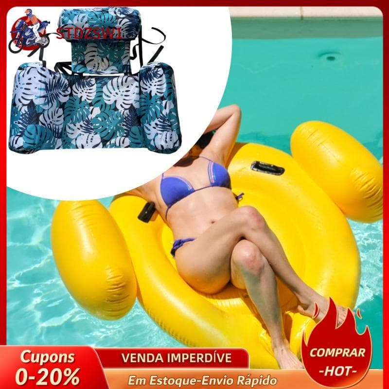 [stdzsw1] Cadeira Flutuante Inflável Portátil Para Piscina Tapete Grande Adultos Água Praia Rede Flor Diversão