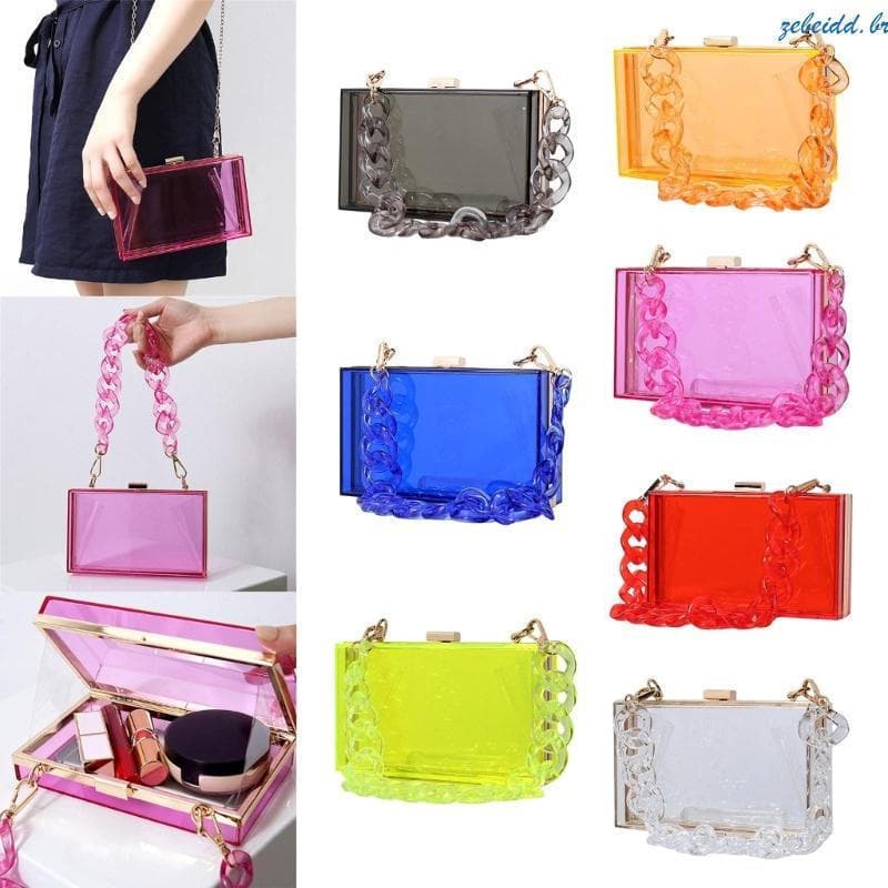 zebeidd Bolsa Noite Elegante E Transparente Para Maquiagem Itens Pequenos Ocasiões Formais