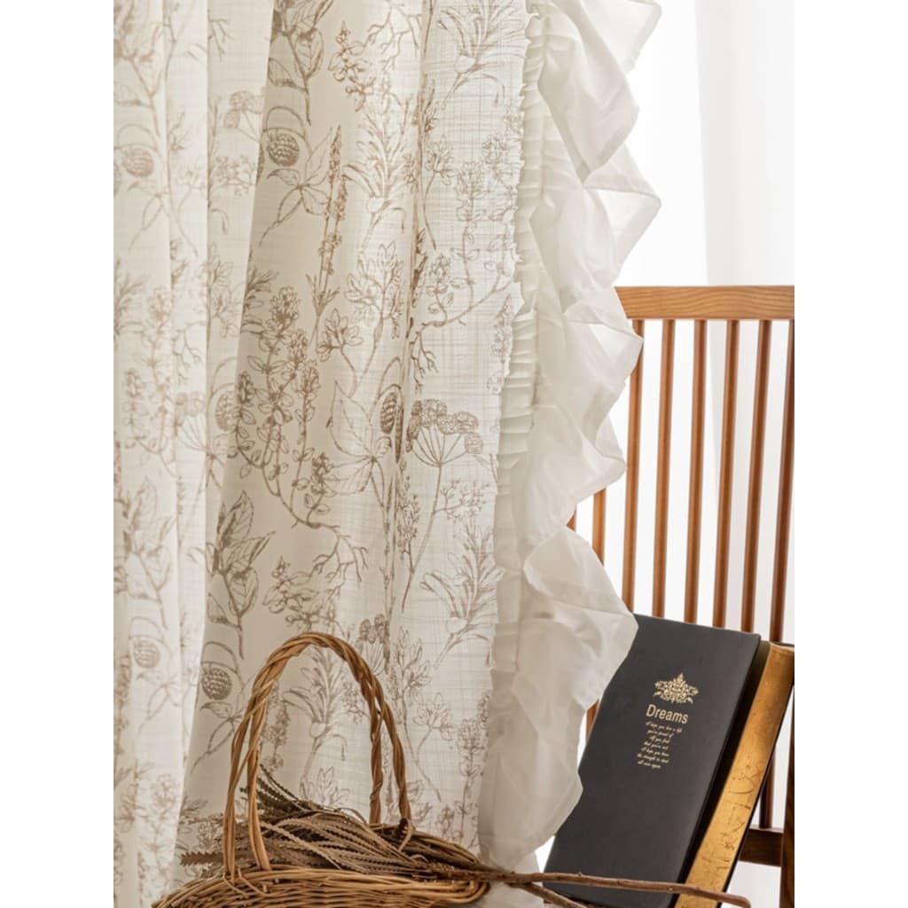 Estilo creme francês imitação de linho transparente renda impervosa sala de estar quarto Semi-sombreamento Bay janela te
