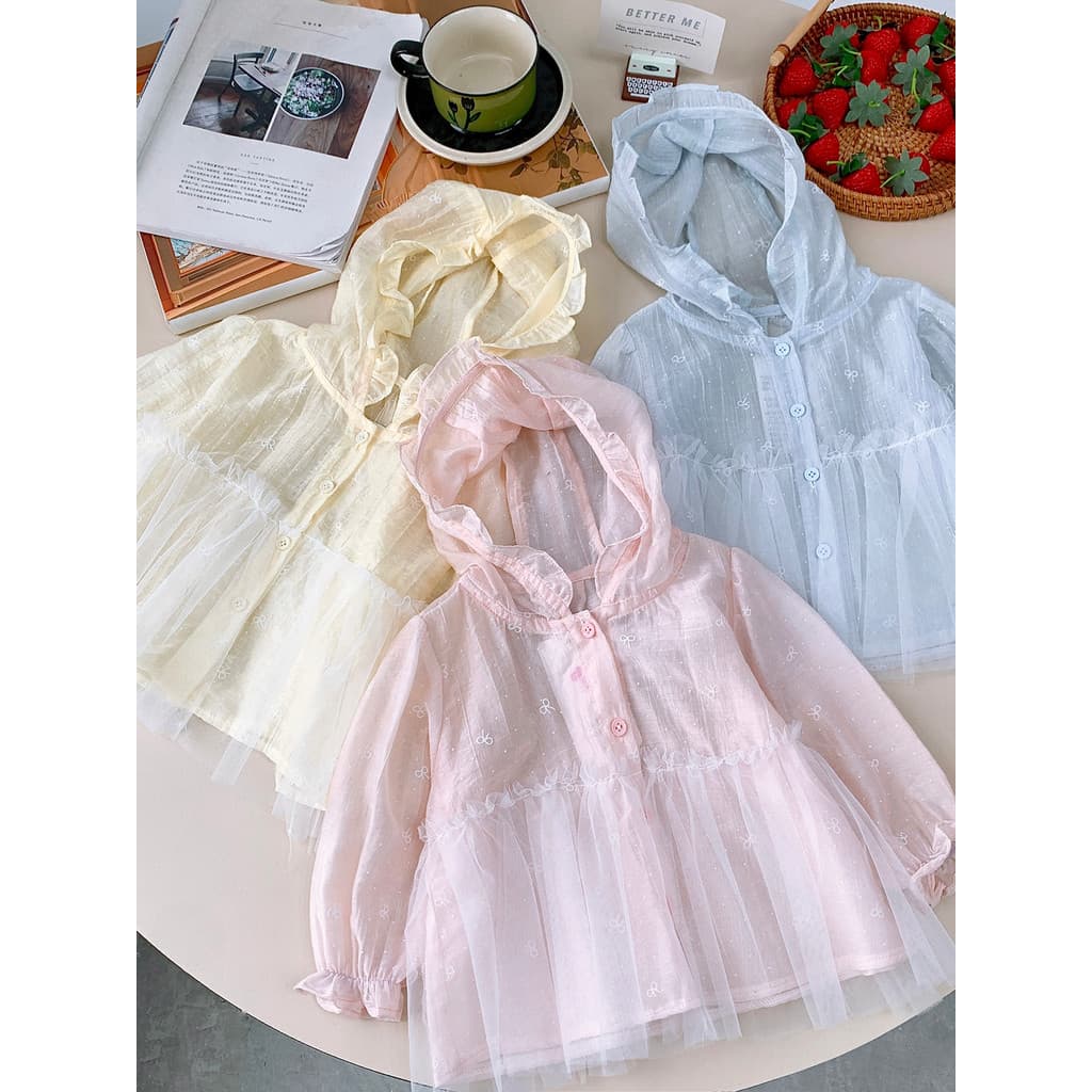 Meninas verão manga comprida protetor solar roupas 0-4 anos de idade meninas estilo fino respirável bebê moda topo jaque