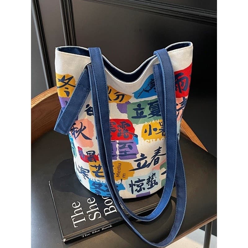 bolsa transversal feminino bolsa feminina Novo estilo chinês estilo chinês bolsa de lona feminina verão grande capacidad