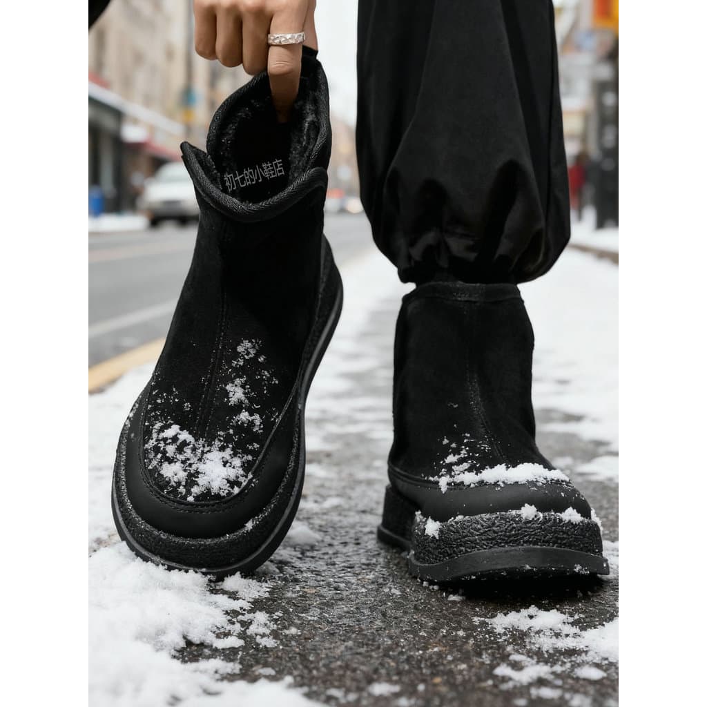 Botas de neve sapatos masculinos forro de lã Martin botas inverno meados de tubo sapatos de algodão de sola grossa Anti-
