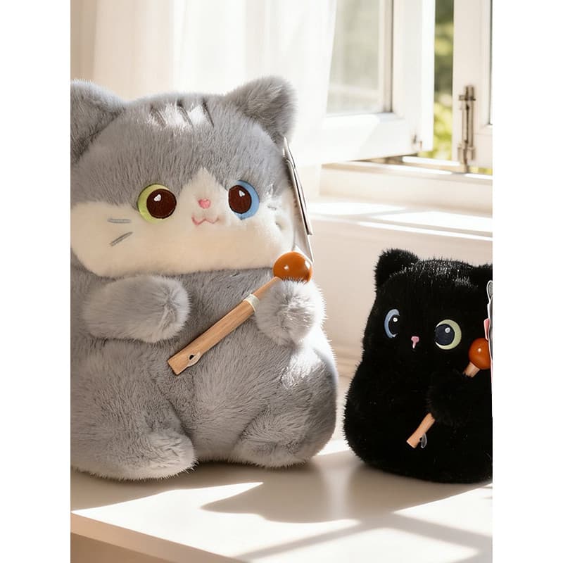Genuíno Sniffer urso bênção de madeira peixe gato série boneca voz boa sorte gato sorte pingente puxar linha boneca