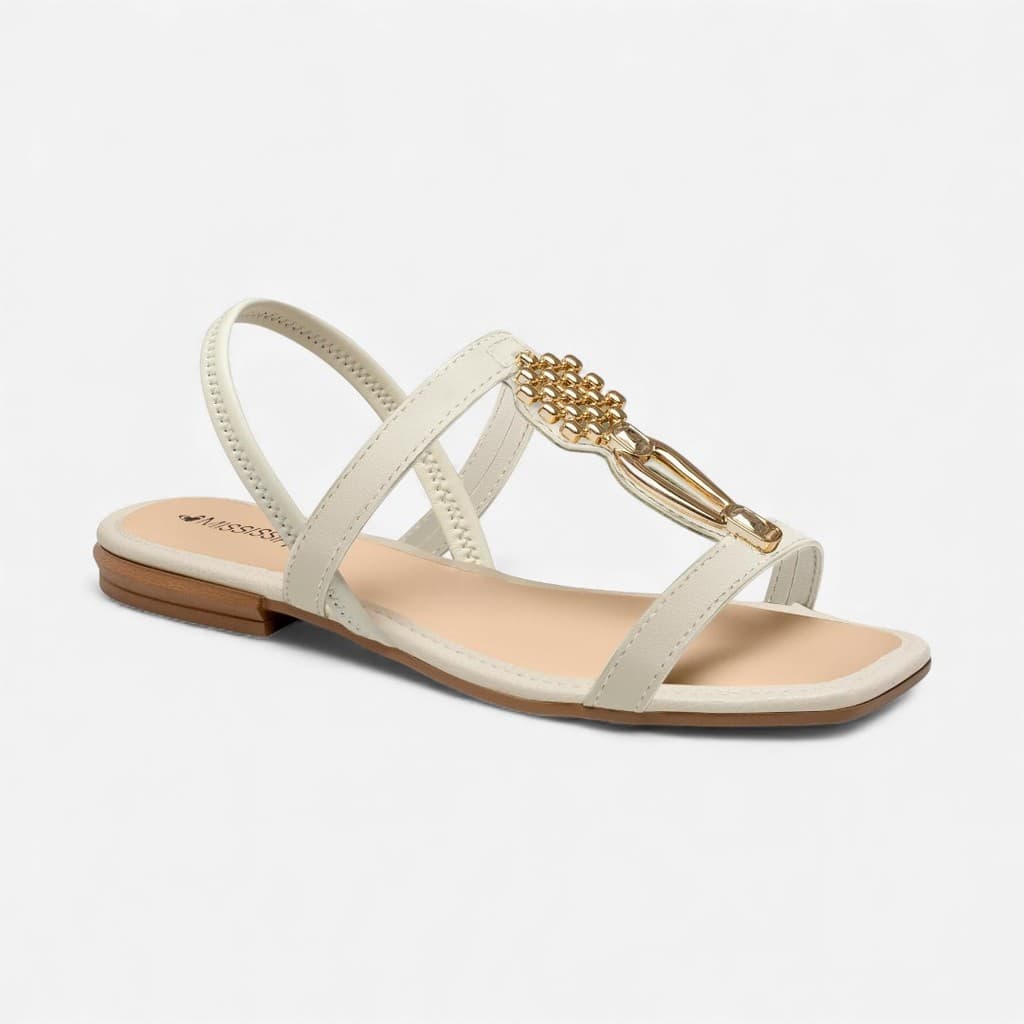 Sandália Mississipi Rasteira Off White