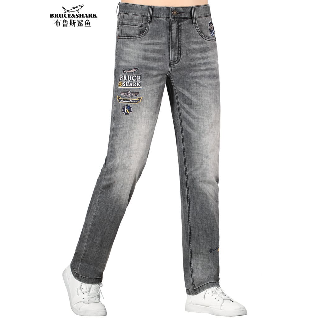 2026 verão novo estilo Jeans retos masculinos Bruce Shark plus size masculino na moda solto plus size calças compridas f