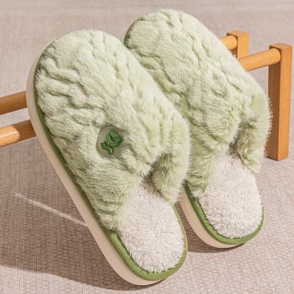 | slippers | ❃Além de chinelos de algodão de pelúcia feminino outono inverno sola macia interior casa casais manter quen