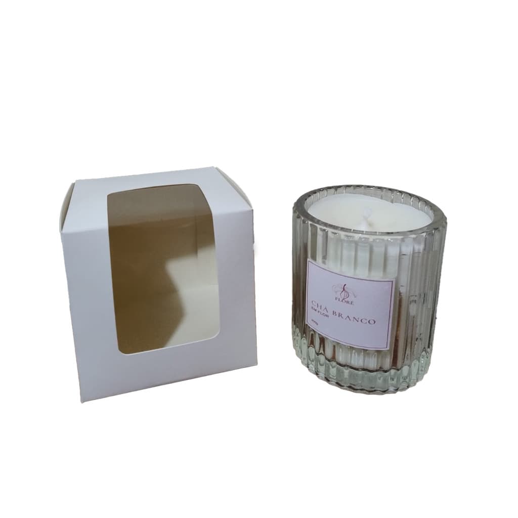 Caixa para Vela Artesanal Aromática 9x9x9cm com Visor – Branca ou Kraft | Fácil Montagem