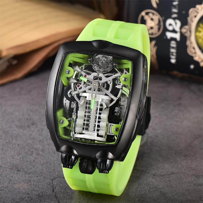 Relógio mecânico moderno com motor de corrida EB, novo estilo, pulseira de Silicone multicolorida, relógio esportivo Fas