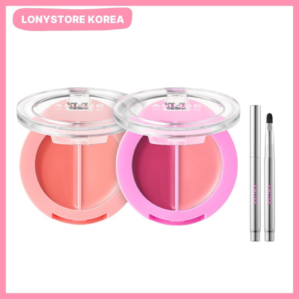 [amuse] Conjunto Duo De Bálsamo Saudável Para Lábios E Bochechas , 3g x 2 , 1 Unidade/Labial Coreano/Tintura/100 % Genuí