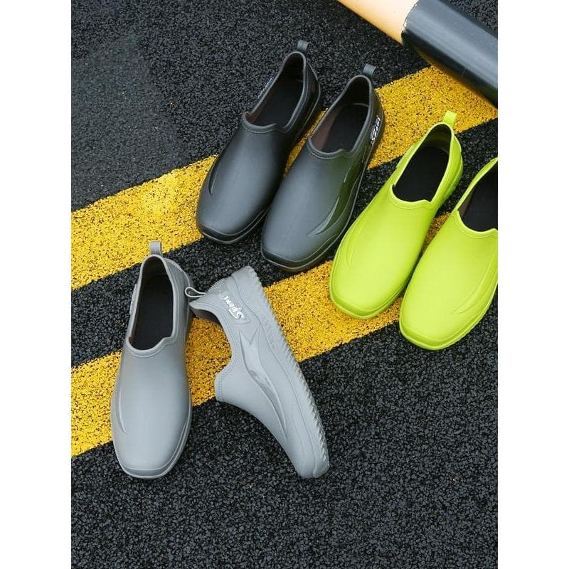 Botas de chuva curtas masculinas de cano baixo moda botas de chuva de cano curto sapatos de água plana antiderrapantes r