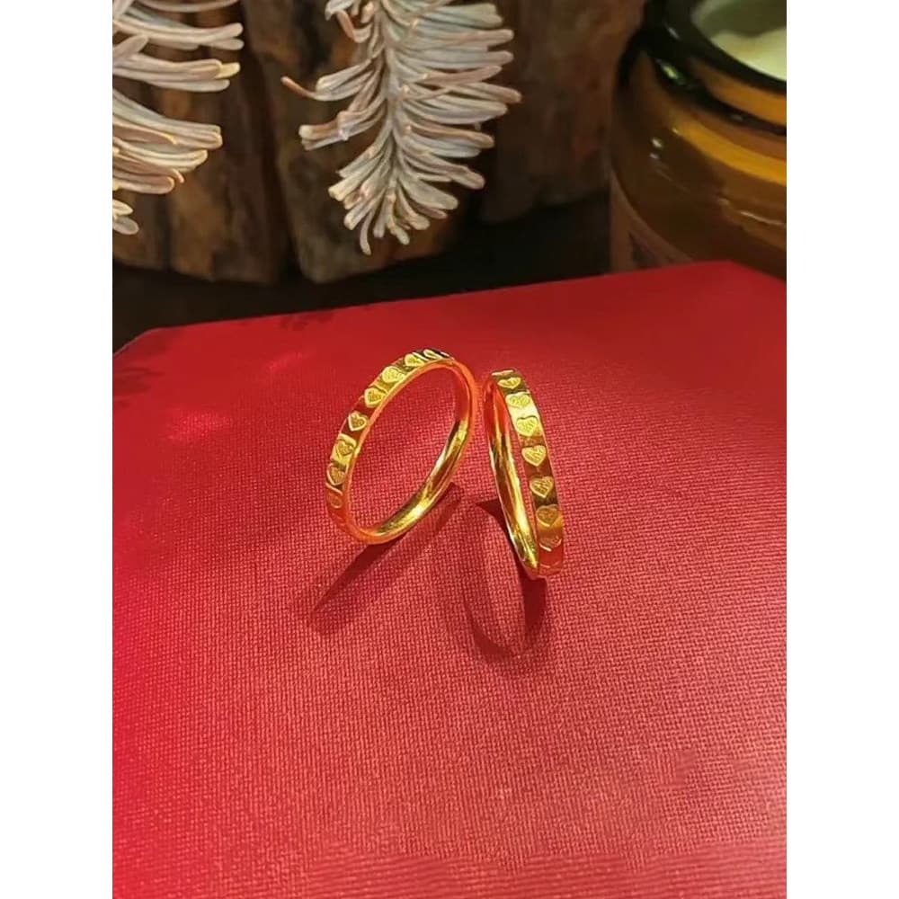 alianca de casamento aparador de alianca alianca de ouro Tamanho grande círculo completo amor coração anel feminino nich