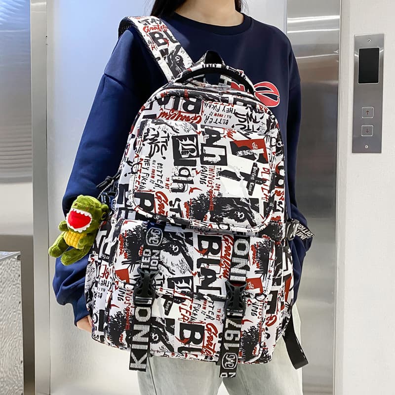 Estudantes do ensino médio mochila masculina de grande capacidade única na moda legal casal mochila versão coreana ins G