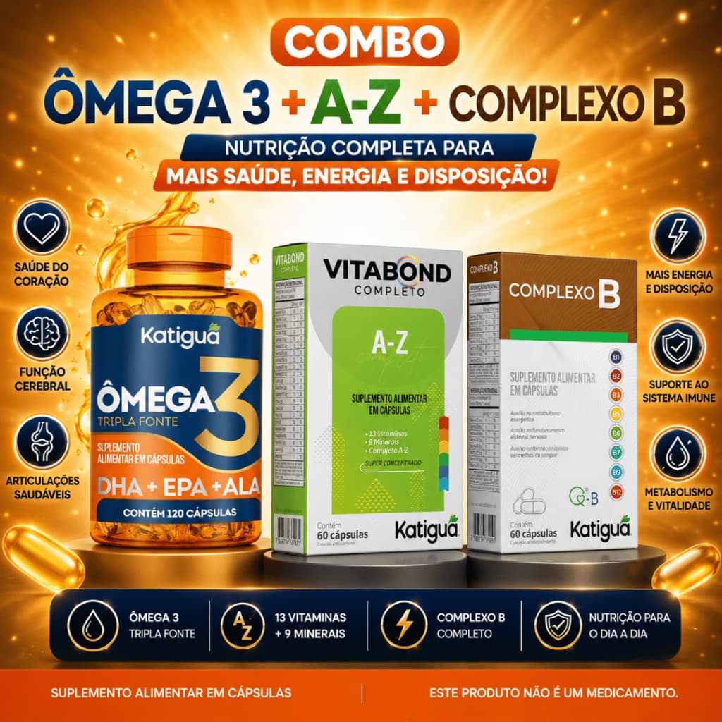 Kit Ômega 3 + Vitamina de A a Z + Complexo B Katiguá Combo Ultra Vitalidade e Energia Diária