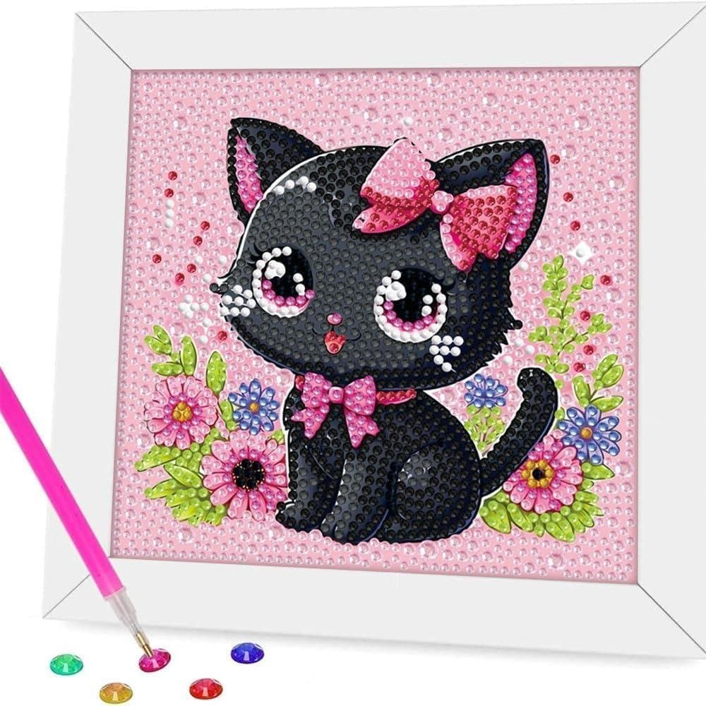 PERFECTSIGHT Kits de Arte em Diamante 5D Fofos com Moldura de Madeira, Arte de Pintura DIY Kawaii para Adultos, Conjunto