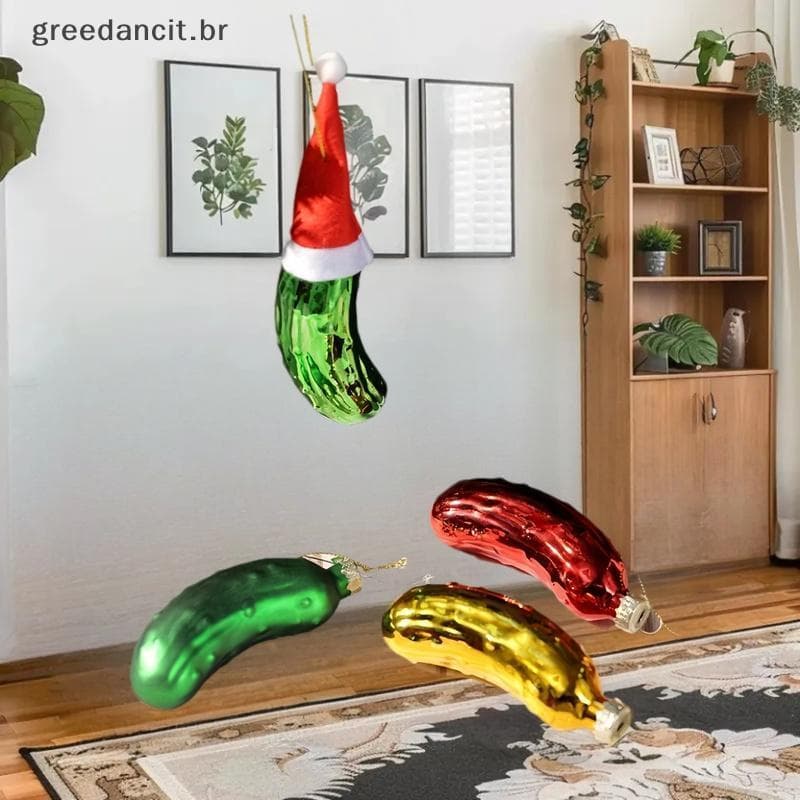 Prosperityusma 1 Peça Enfeite De Suspensão De Árvore De Natal Pingente De Pepino De Vidro Criativo Empilhado Decoração R