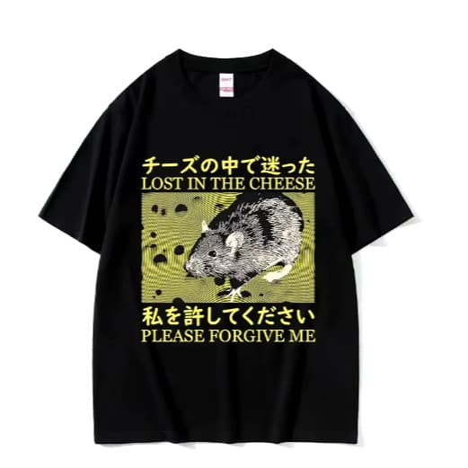 Camiseta Camisa Blusa Unissex Algodão  rato Lost in The Cheese Meme engraçada