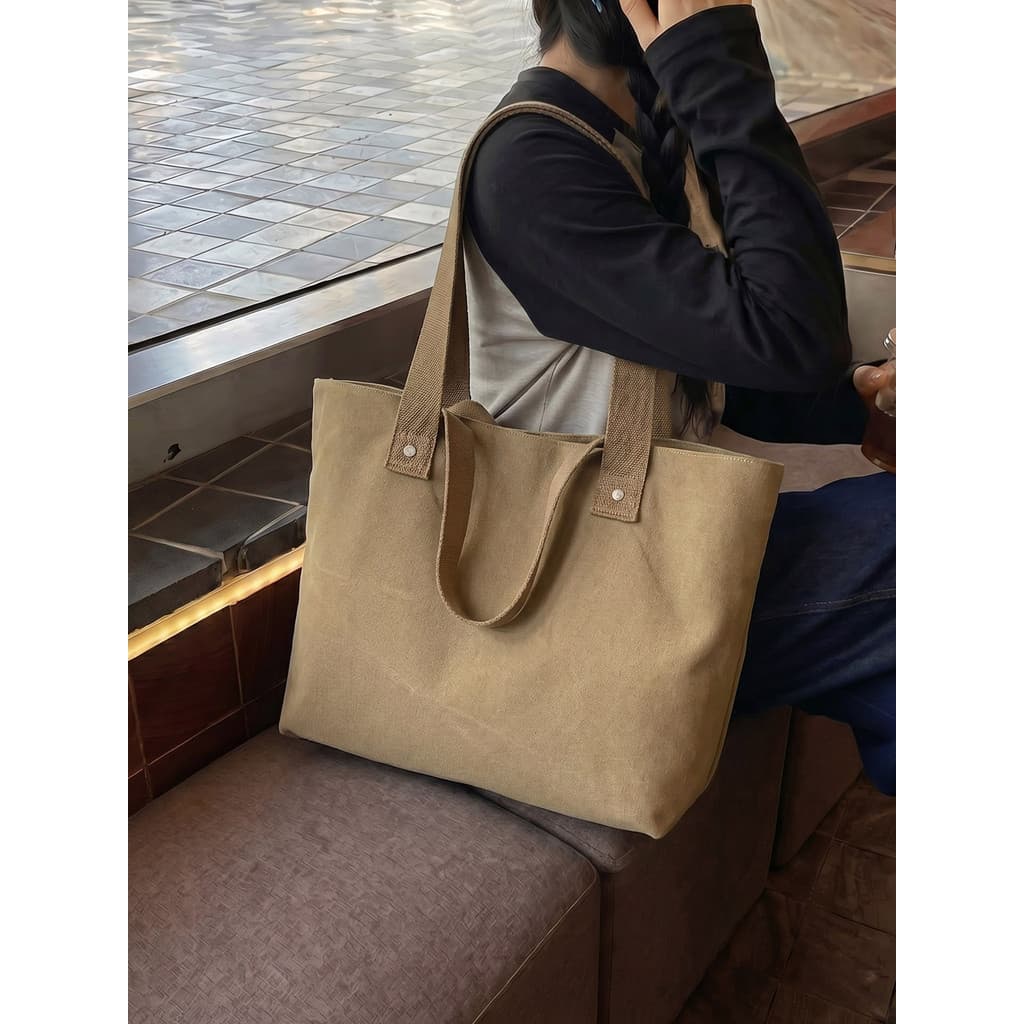 Bolsa de lona de grande capacidade feminina 2026 novo estilo japonês coreano Casual All-Match portátil Commuter sacola s
