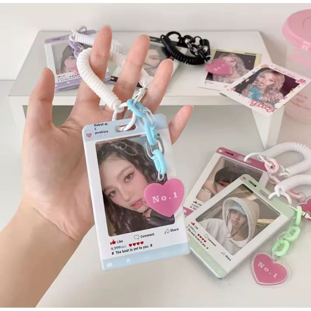Porta-Cartões Kpop Photocard Estrelas Acrílico com Cordão | Capa Protetora e Identificação Estudante Chaveiro
