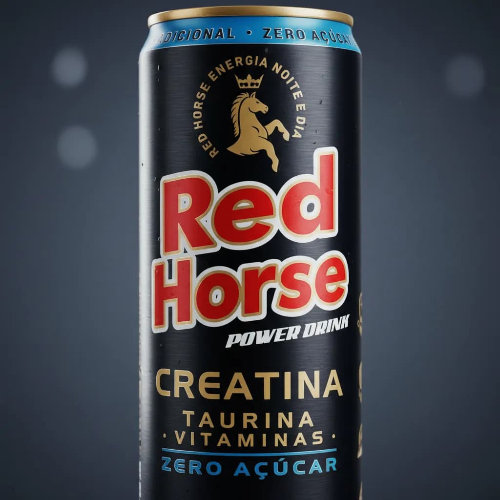 Kit 2 Energéticos Red Horse Tradicional Zero Acucar + Creatina + BCAA + Vitaminas 350ml