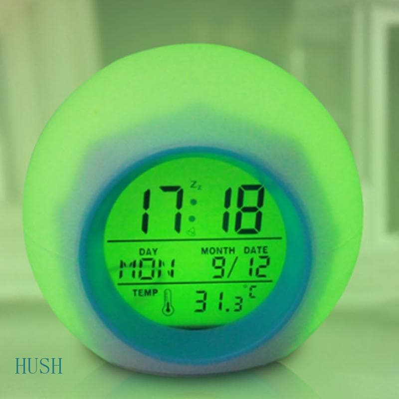 HUS Criativo 7 Cores Mudando Nightlight Despertador Digital Operações Silenciosas Design Operado Para Decorações