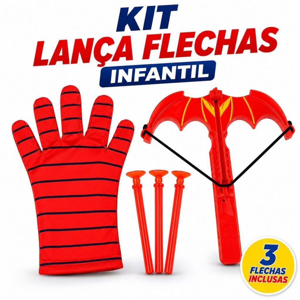 Kit Lança Flechas Infantil Com 1 Luva 1 lançador 3 Flechas Ventosa Brinquedo De Aventura