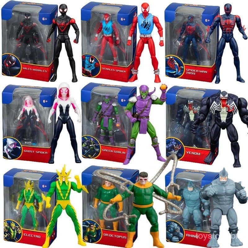 Spider M 4 polegadas GREEN GOBLIN Doctor Octopus VENOM Figuras de Ação MILES GWEN ELECTRO SCARLET SPIDER 2099 RHINO Brin
