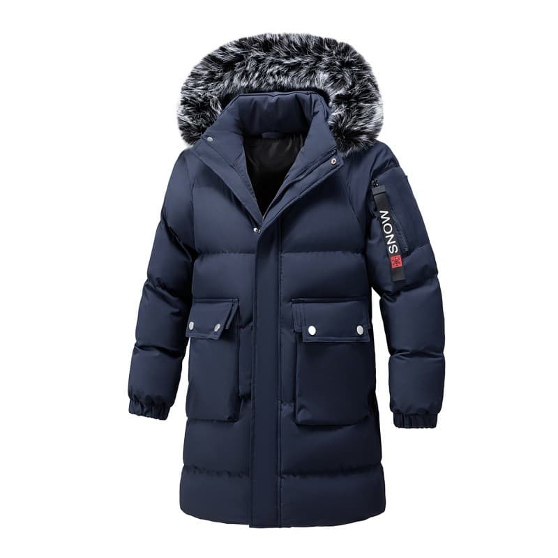 Novo produto jaqueta longa acolchoada de algodão masculina tamanho grande L-6XL outono inverno cor sólida com capuz jaqu