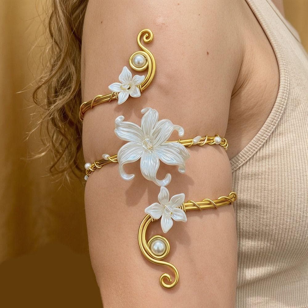Pulseira De Braço Aberto  , Flor De Íris Vazada Vintage , Anel Floral Estilo Exótico Ajustável