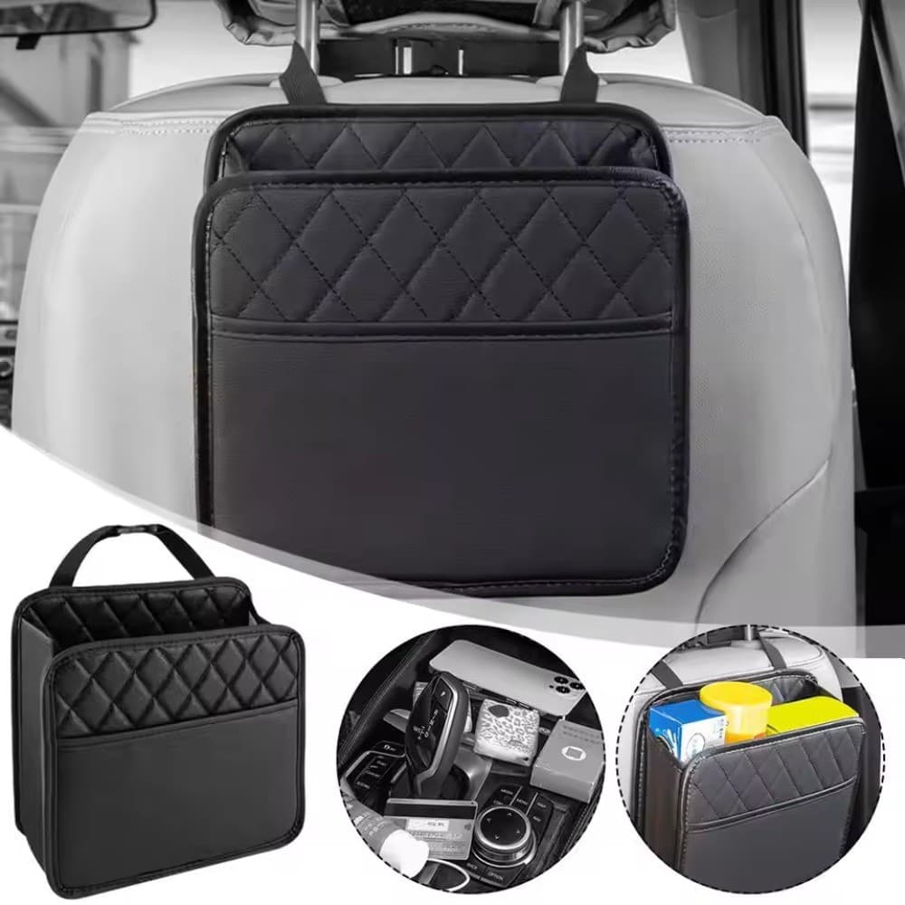 Organizador Traseiro Universal Para Assento De Carro , Bolsa De Armazenamento De Couro PU , Design Com Vários Bolsos , S