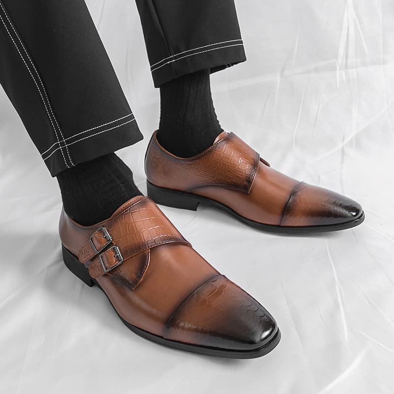 Sapatos masculinos de três articulações estilo britânico dedo do pé apontado aumento interno noivo casamento negócios Fo