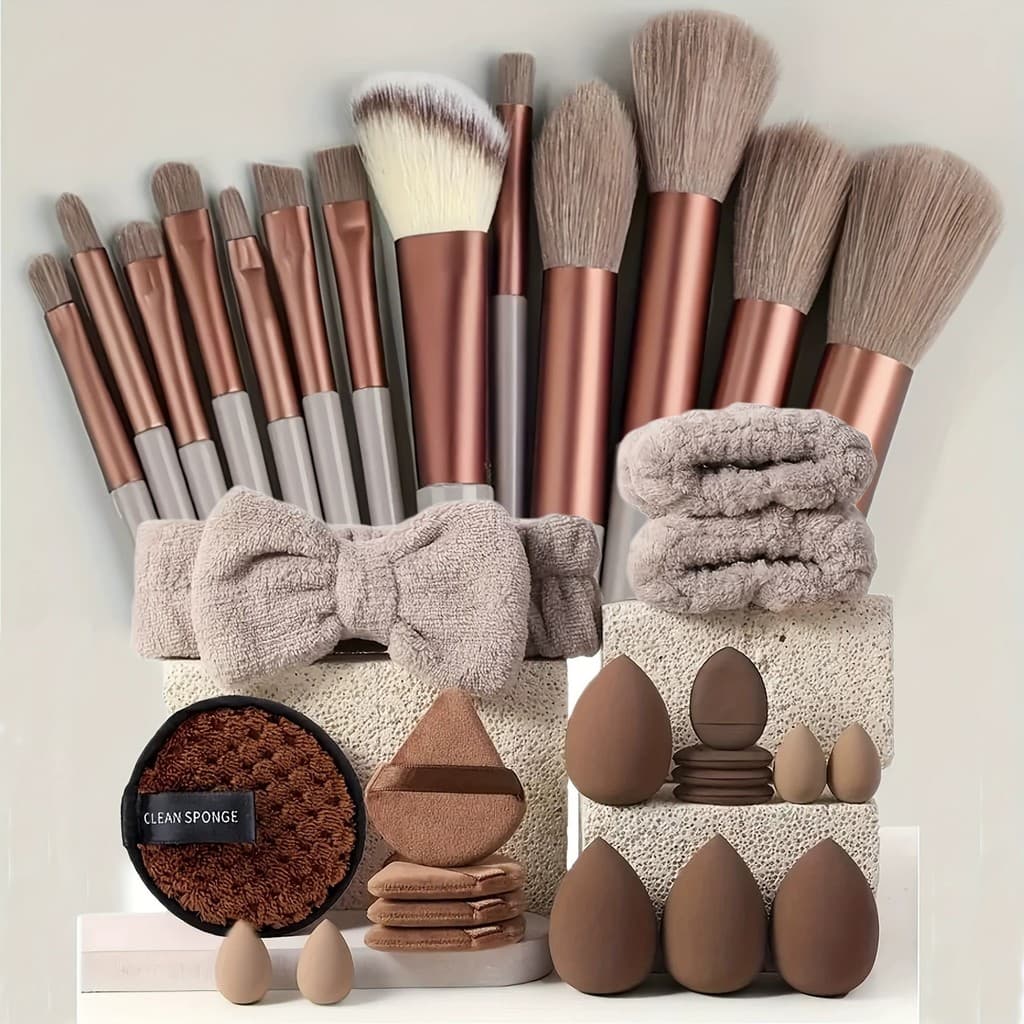 33 Peças 35 Ferramenta De Pincel De Maquiagem Esponja De Lavagem Facial Grande Conjunto De Combinação Kit De Pincéis Cos