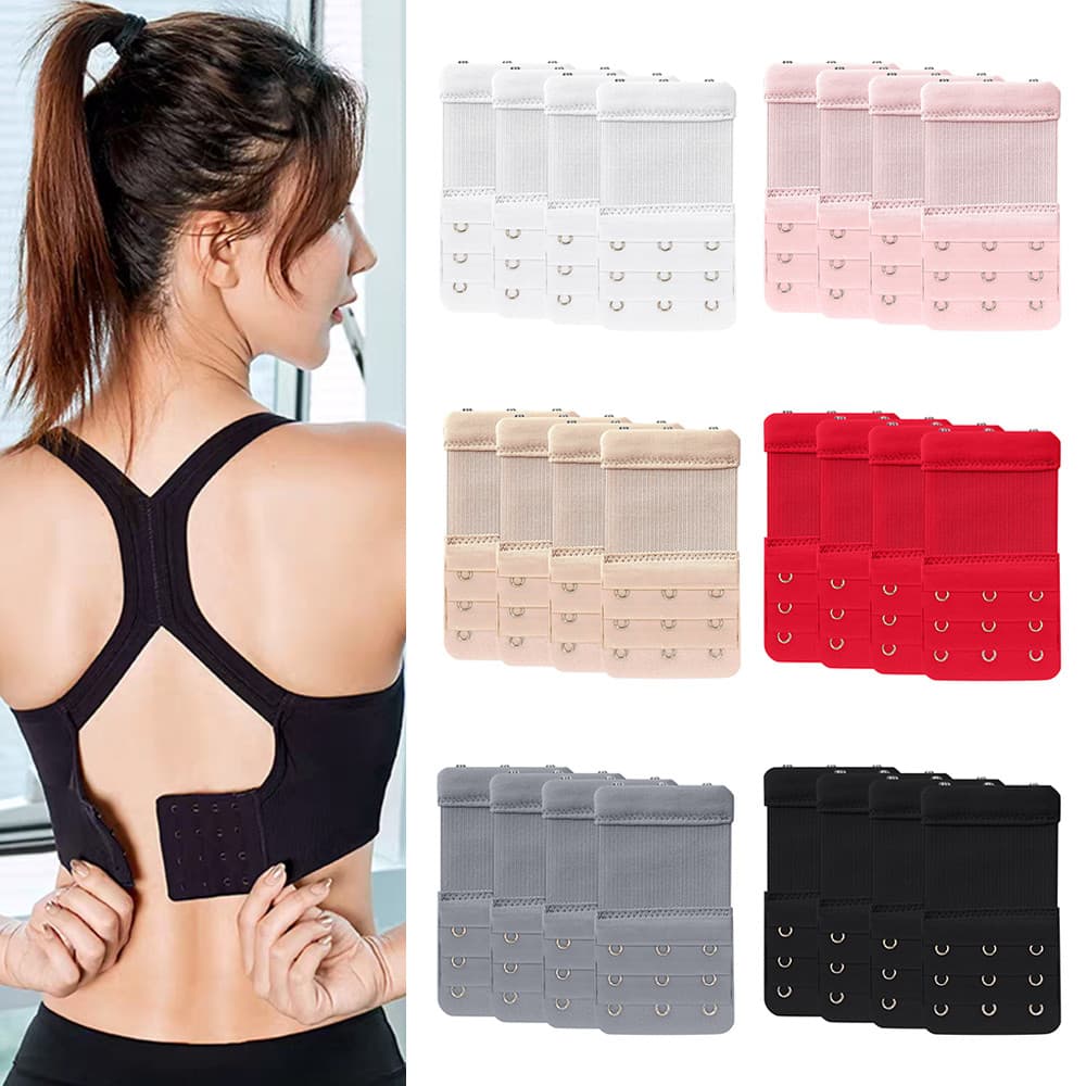 4 Pçs Extensores De Sutiã Cinta Gancho Acessórios De Roupa Interior Fivela Ajustável 3 Linhas Ganchos Elástico Alongado
