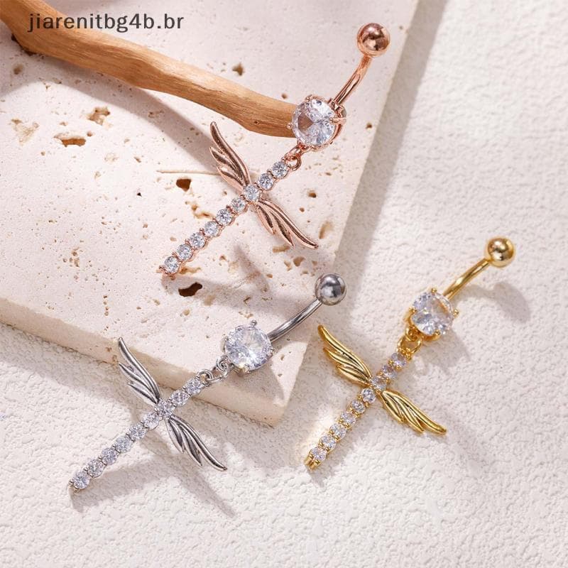 JIARN Cristal Incrustado Cruz Dangle Anel De Barriga 1 Pcs Premium Aço Inoxidável Umbigo Piercing Joias Para Namoro .