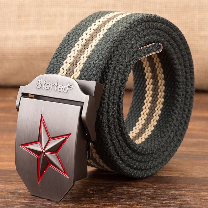 Cinto de lona com fivela automática para homens ao ar livre, Casual, calças de dança de marinheiro, cinto engrossado, po