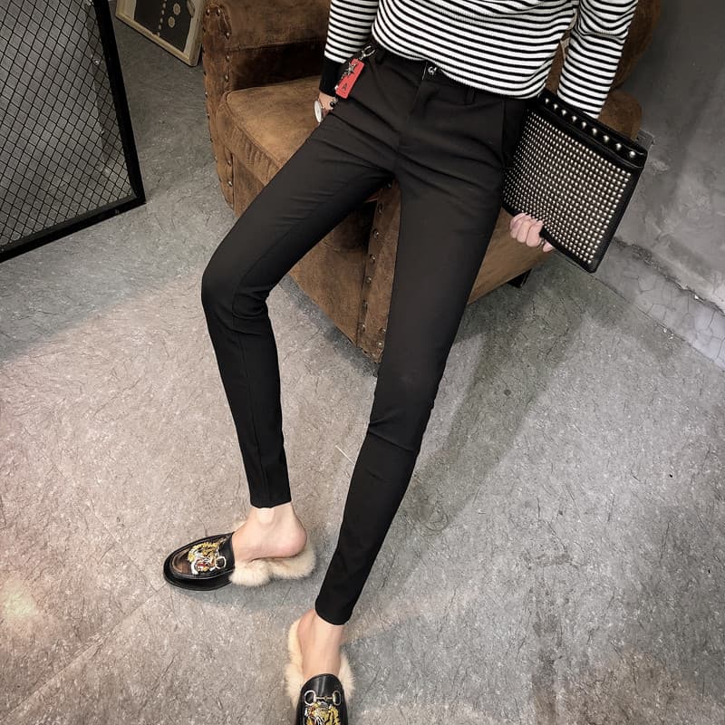 Calças pequenas masculinas Slim-fit pés pequenos versão coreana calças lápis calças masculinas moda na moda estilo britâ
