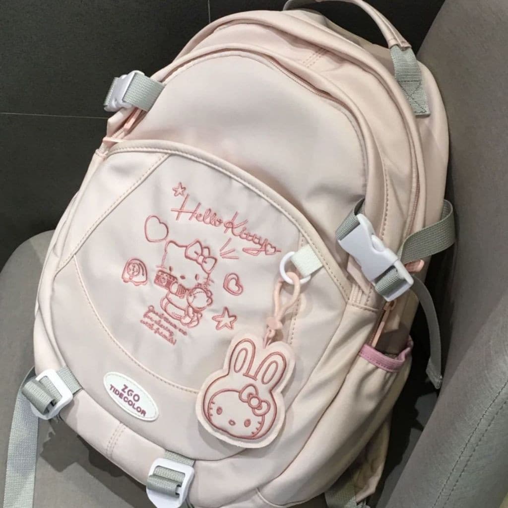 Mochila de Viagem Infantil de Grande Capacidade Novo Design de Desenho Animado Hello Kitty Adequada para Aprendizado