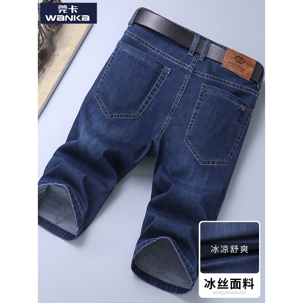 Shorts Jeans masculino verão estilo fino cinco pontos calças médias soltas verão cortado rua Wear calças de verão Jeans