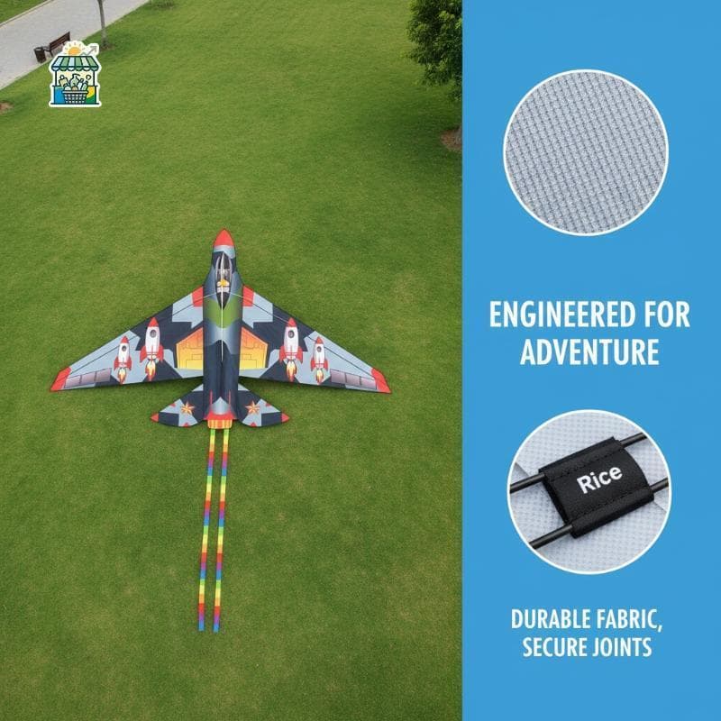 Kite Jato De Combate Colorido Para Crianças , Design De Avião Grande De 120 Cm Com Cauda Longa , Fácil De Voar , Ativida