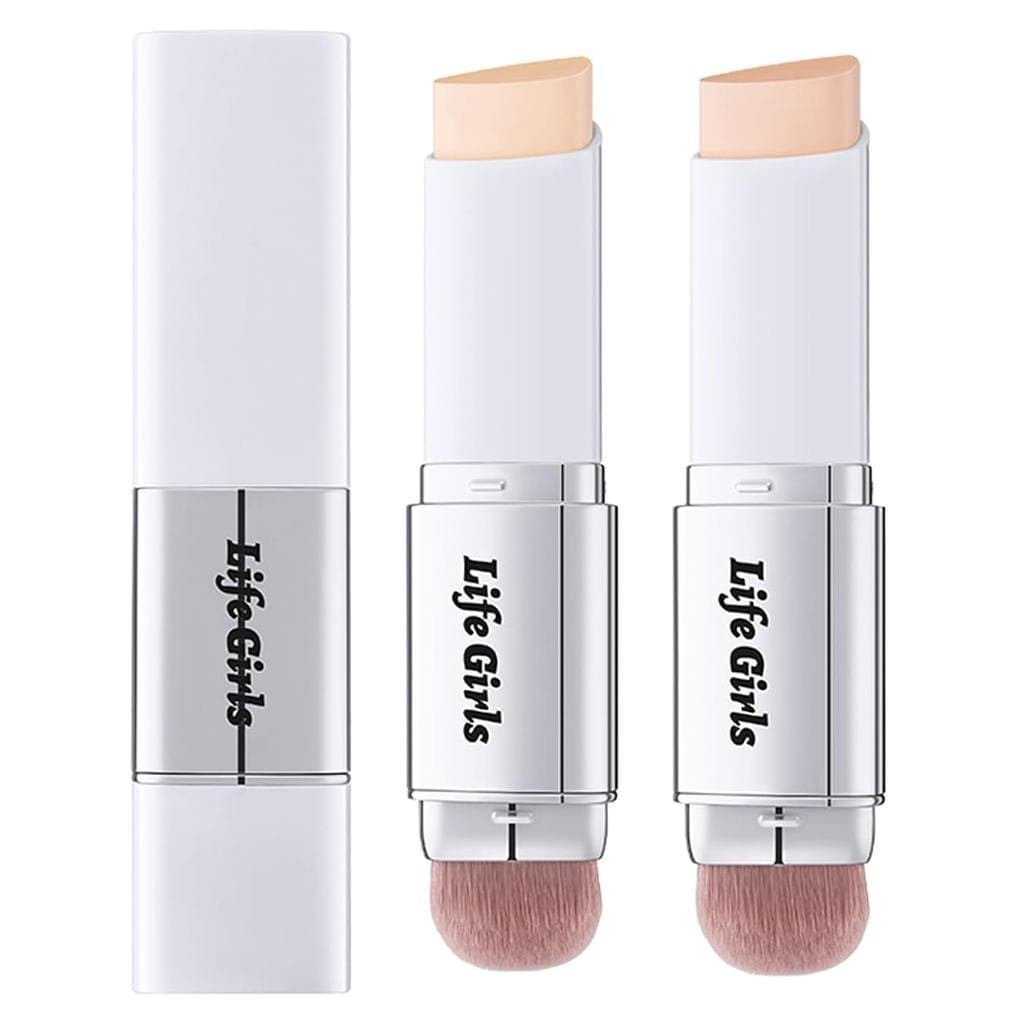 Bastão de Base que Muda de Cor em 2 Cores, Bastão de Creme de Cobertura 2 em 1 com Pincel, Base de Maquiagem para Pele R