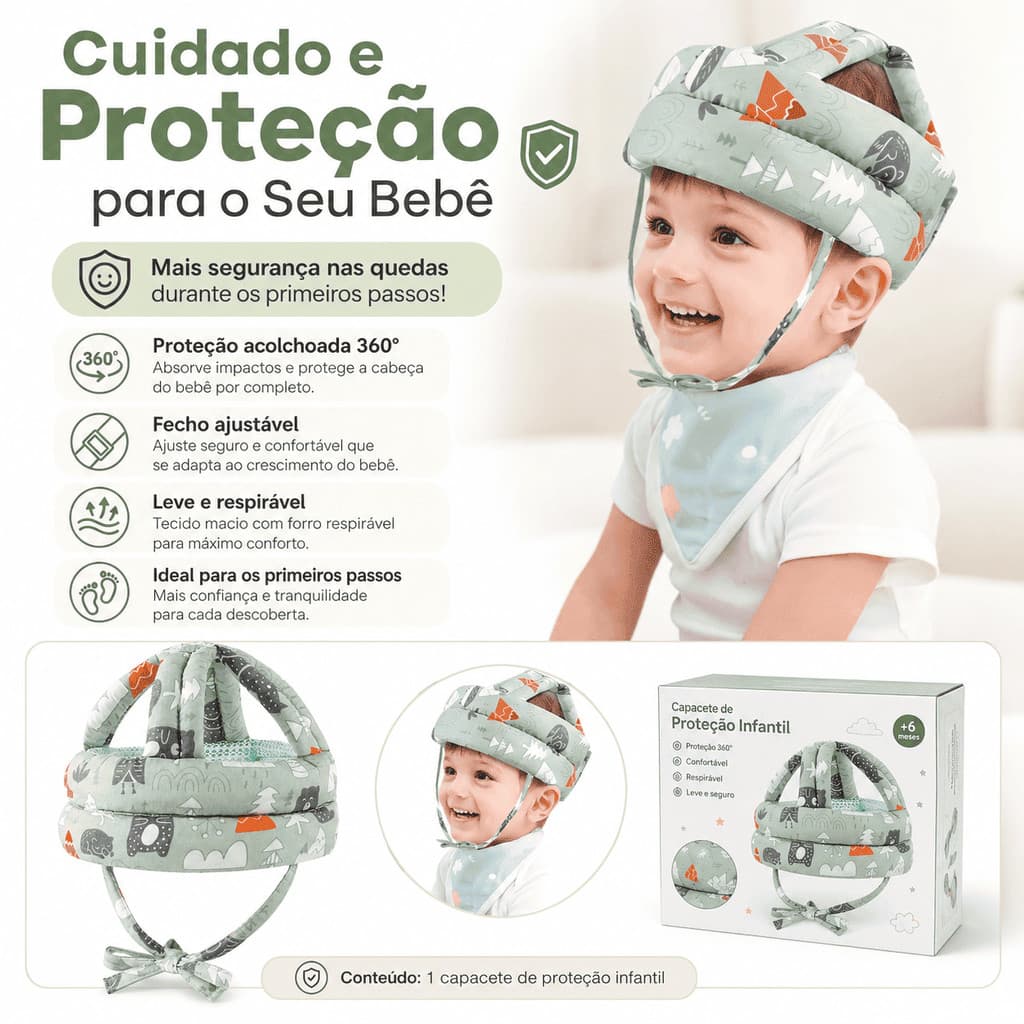 Capacete Antimpacto Baby seguro para Bebê Aprender a Andar