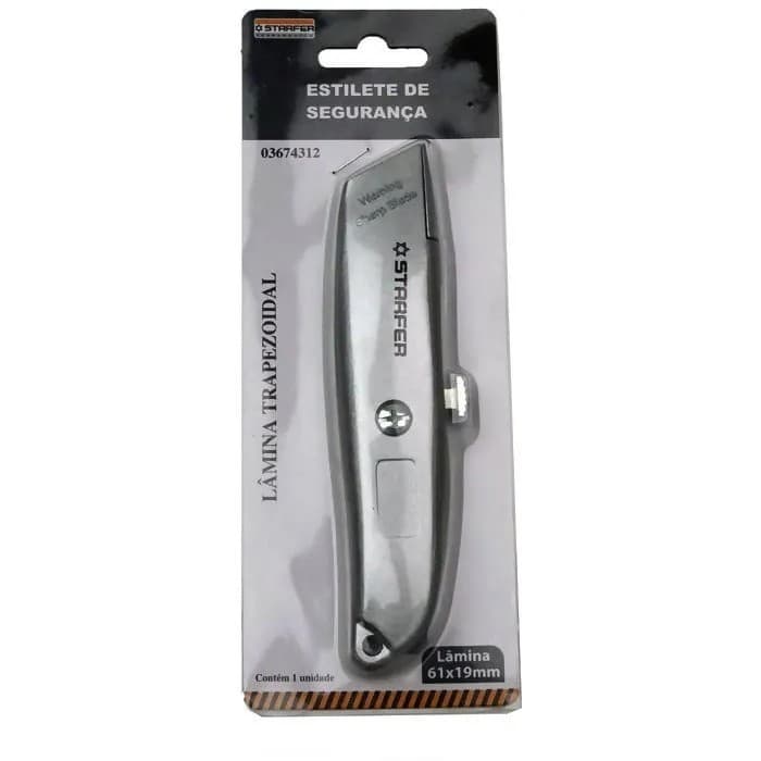 Estilete de Segurança Alumínio para Lâmina Trapezoidal 61x19mm Cortes Precisos Uso Confortável SB