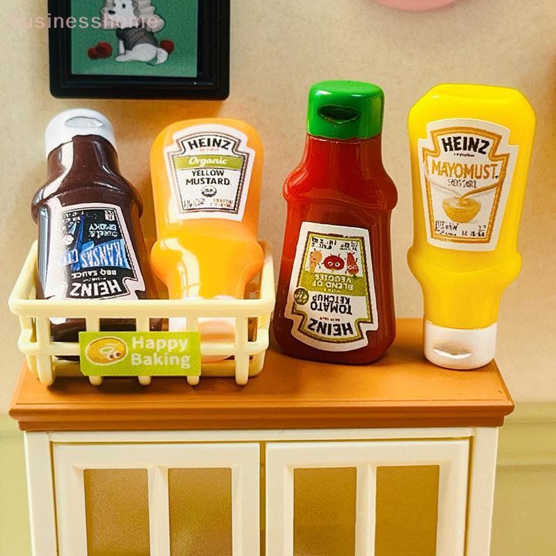 < busines > 4 Pçs Casa De Bonecas Em Miniatura Molho Morango Jam Jar Cozinha Acessórios Comida Para Decorações Crianças