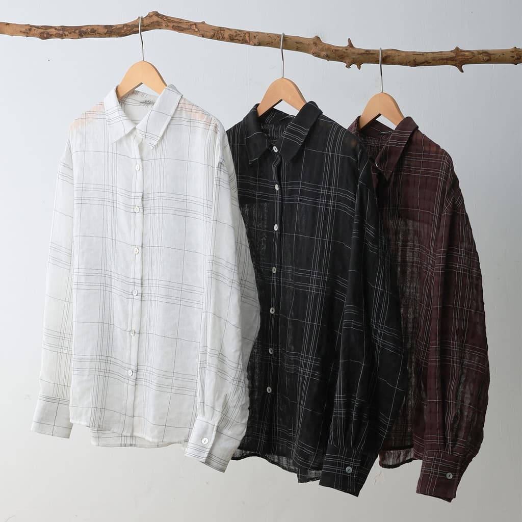 Camisa xadrez de algodão puro luz transparente Casual topo feminino primavera verão moda protetor solar Cardigan solto c