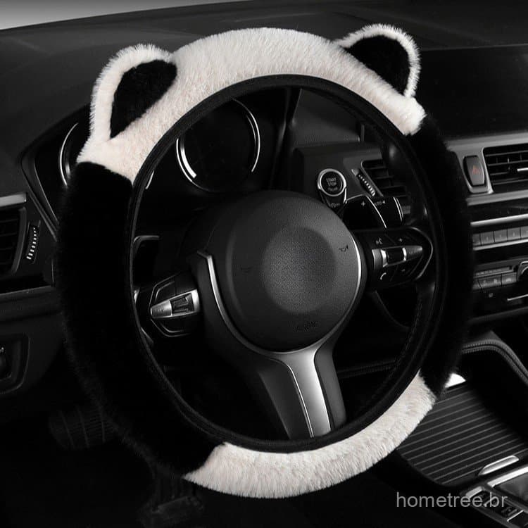 Capa Volante Pelúcia com Orelha de Gato - Acessório Carro Fofo Antiderrapante 38cm
