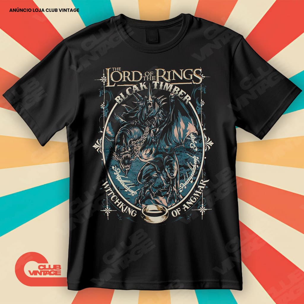 Camiseta O Senhor dos Anéis Black Timber Blusa Camisa Filmes e Séries 100% Algodão