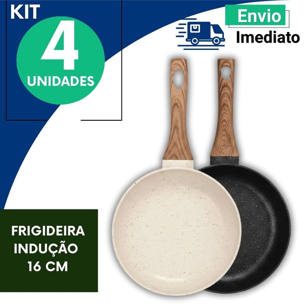 Frigideira 16cm Cerâmica Antiaderente Indução Cabo Antitérmico Fogão Gás Elétrico  4,3, 2 Un ou 1 Un Multiuso