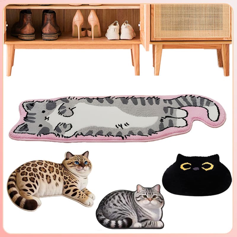 Gato Tapete De Pelúcia Suave Macio Antiderrapante Em Forma De Para Amigo Amante Estudo Varanda Casa Quarto Interior
