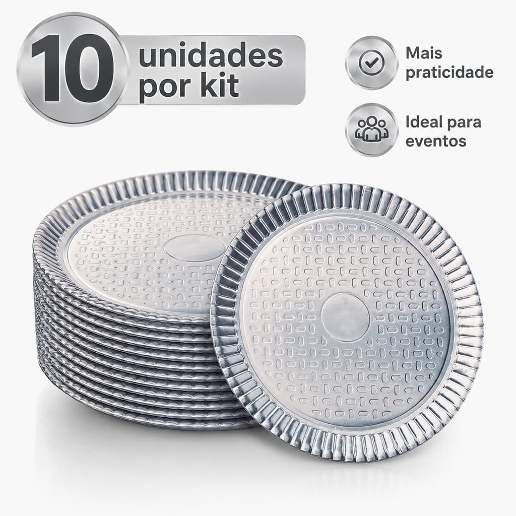 Prato Laminado Redondo Prata Kit 10 Un Prato Descartável Para Bolo Kit Festa Aniversário Decoração N3 N4 N5 N6 N7 N8